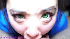 Olhos verdes asiáticos chupando pênis e chorando tandregotbars